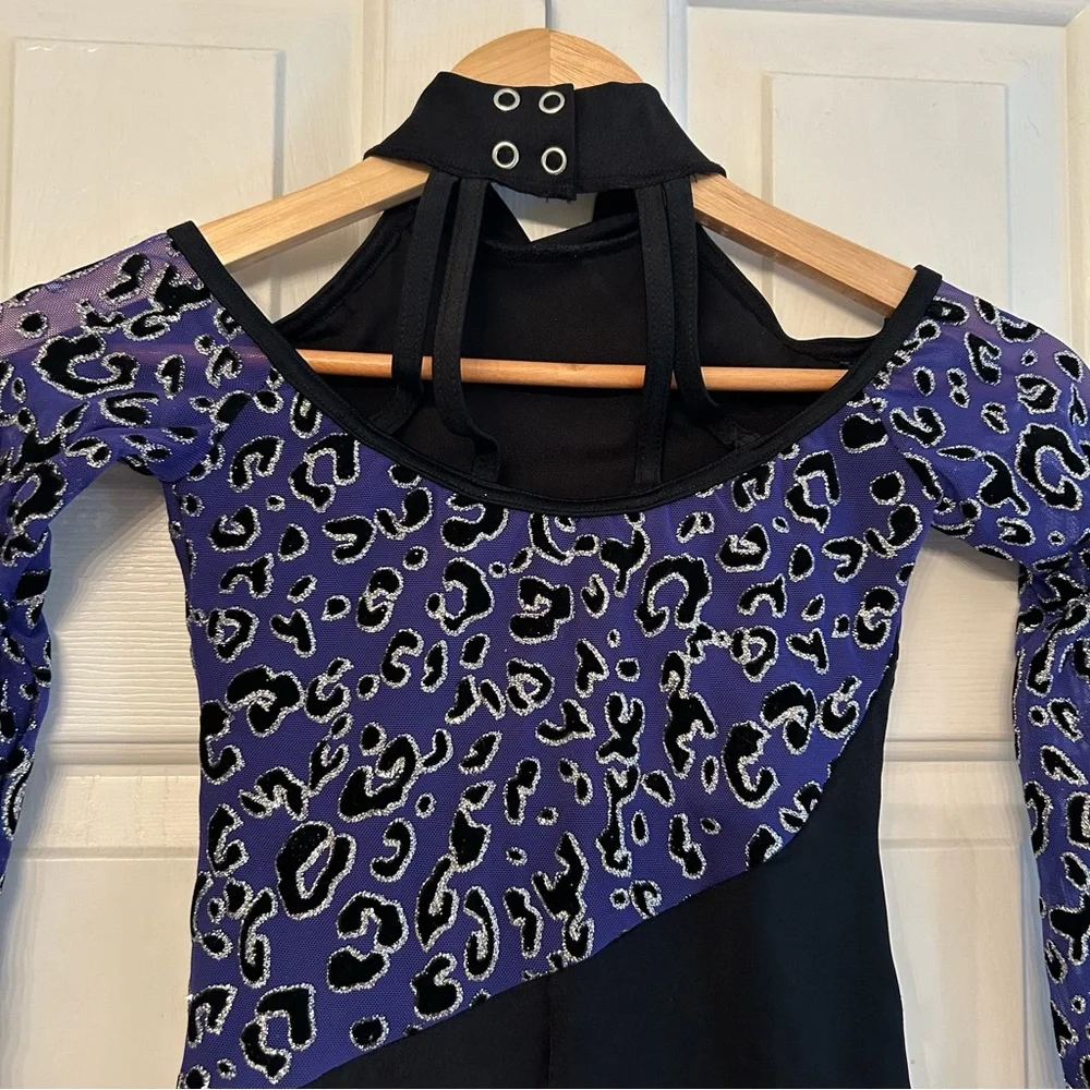 Weissmann purple leopard dance recital‎ leotard Size MC